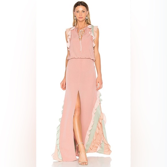 Alexis Pink Ruffle Battista Gown Maxi Dress - Picture 1 of 9